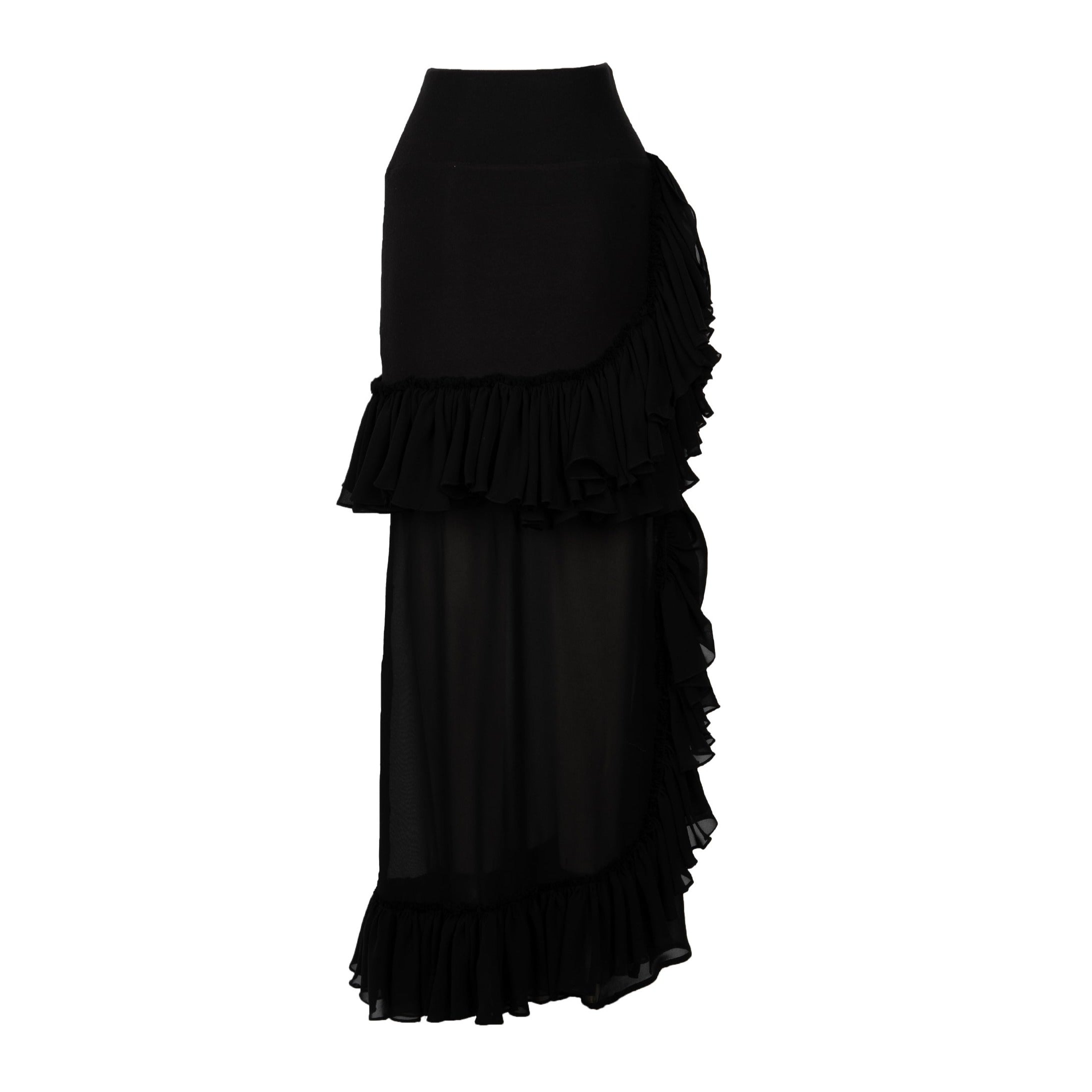 Black sheer shop ruffle skirt