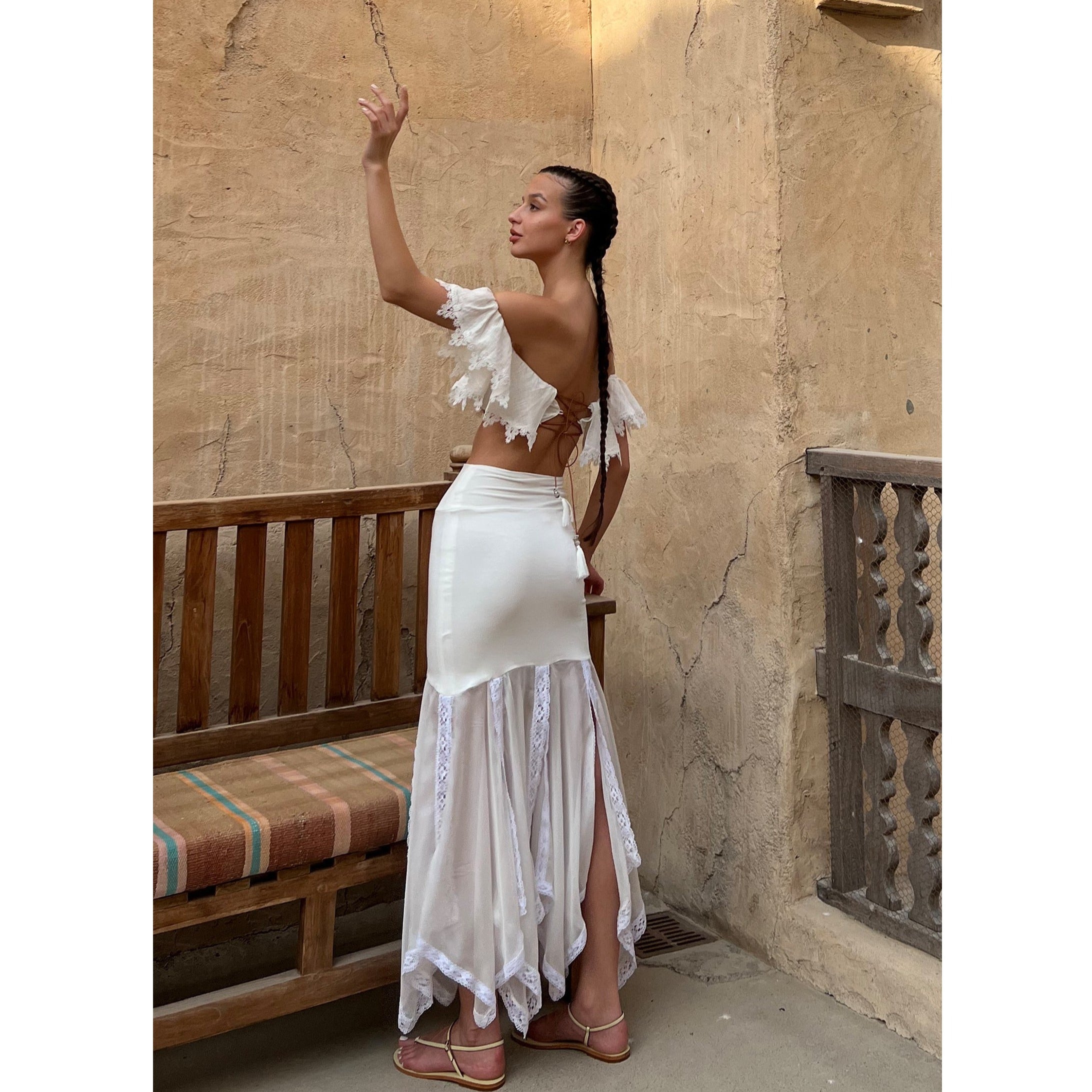 Ivory chiffon hot sale maxi skirt